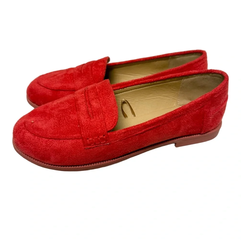 Elegant Red Women's Suede Loafers